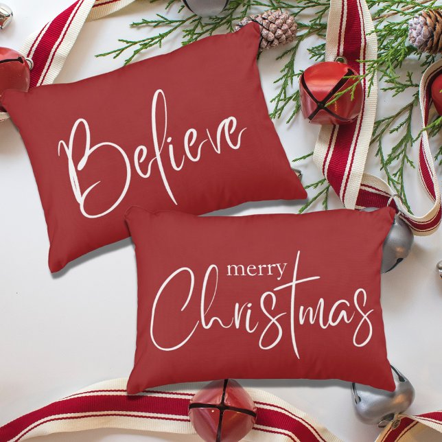 Cojín Decorativo Feliz Navidad Rojo Festividad Moderna (Subido por el creador)
