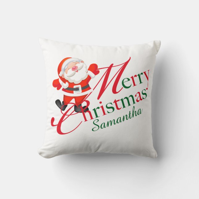 Cojín Decorativo Feliz Navidad Rojo y Blanco Fiesta (Anverso)