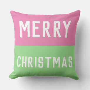 Cojín Decorativo Feliz Navidad Rosa y Verde