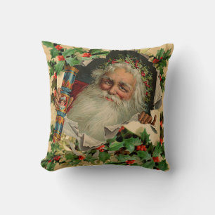 Cojín Decorativo Feliz Navidad Santa Claus Clásico antiguo