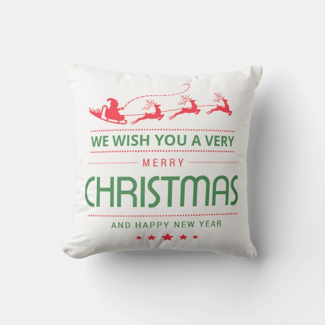 Cojín Decorativo Feliz Navidad Santa Claus Reindeer | NAVIDADES (Anverso)