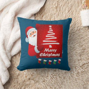 Cojín Decorativo Feliz Navidad Santa Claus Tree Stokings X-mas