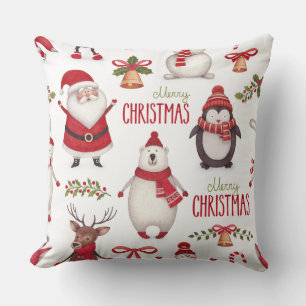 Cojín Decorativo Feliz Navidad Santa Claus y Amigos