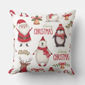 Cojín Decorativo Feliz Navidad Santa Claus y Amigos