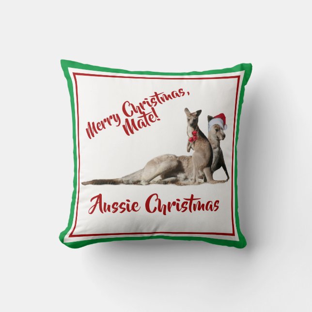 Cojín Decorativo Feliz navidad Santa Kangaroos (Anverso)