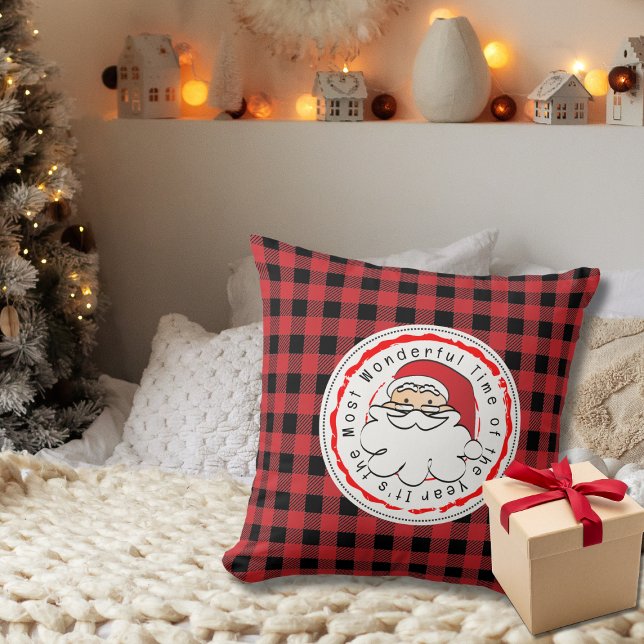 Cojín Decorativo Feliz Navidad Santa Personalizado Red Buffalo Plan (Subido por el creador)