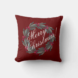 Cojín Decorativo Feliz Navidad Script Bonito Rojo festivo