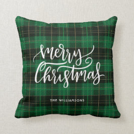 Cojín Decorativo Feliz Navidad Script Green Place Holiday