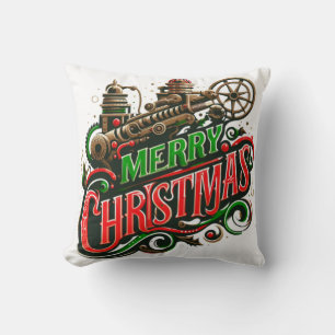 Cojín Decorativo Feliz Navidad steampunk