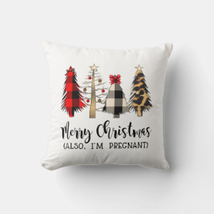 Cojín Decorativo Feliz Navidad También estoy embarazada Announ