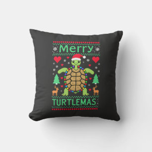 Cojín Decorativo Feliz Navidad Tortuga Luces de Navidad Tortuga Lin