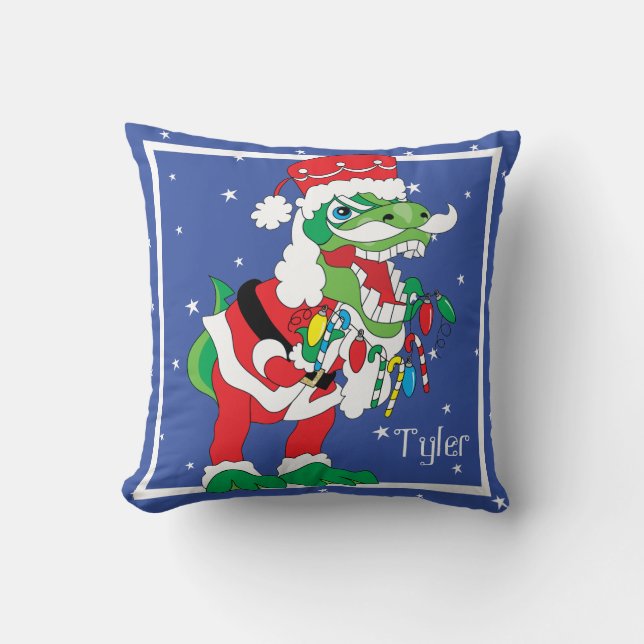 Cojín decorativo Feliz Navidad TySANTAsaurus Rex 2 (Anverso)