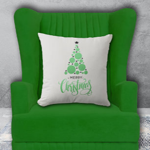 Cojín Decorativo Feliz Navidad, vacaciones de árbol verde moderno