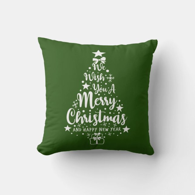 Cojín Decorativo Feliz Navidad Verde Blanco (Anverso)