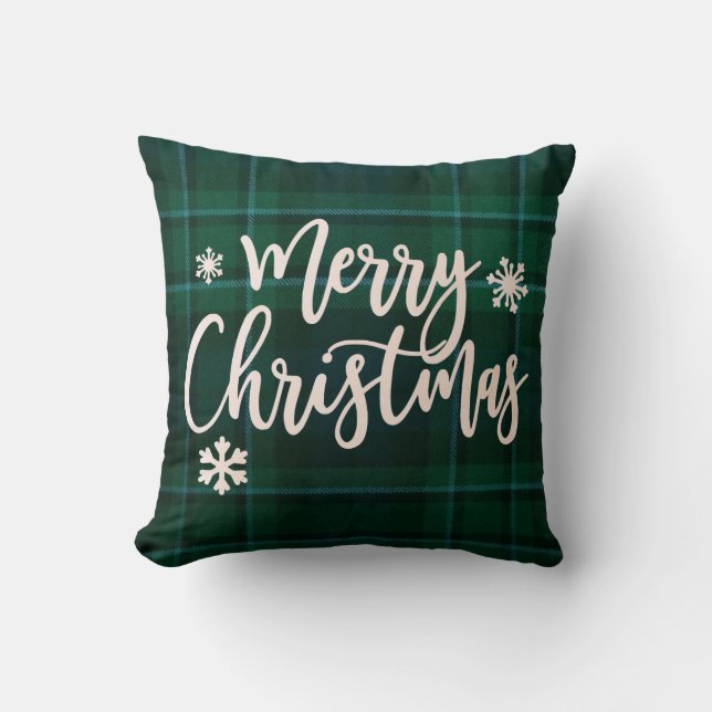 Cojín Decorativo Feliz Navidad Verde Placa (Anverso)