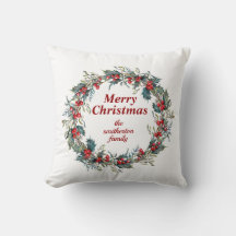 Feliz Navidad Verde Rojo Holly Berry Wreath