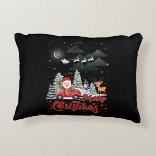 Cojín Decorativo Feliz Navidad Vintage Red Santa Camión Regalos