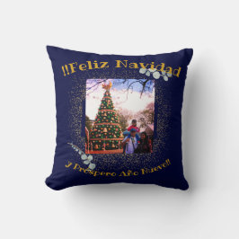 Cojín Decorativo Feliz Navidad Watercolor Eucalyptus Español