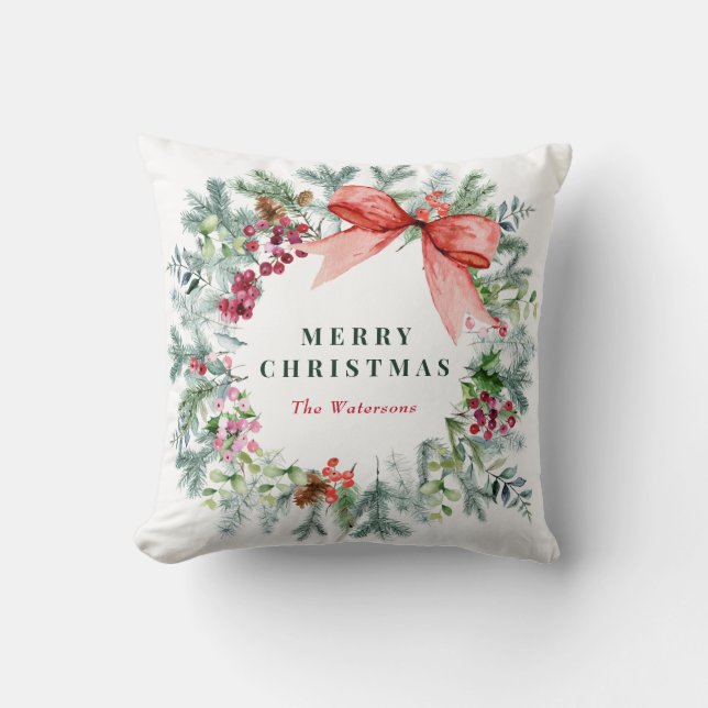 Cojín Decorativo Feliz navidad wreath (Anverso)