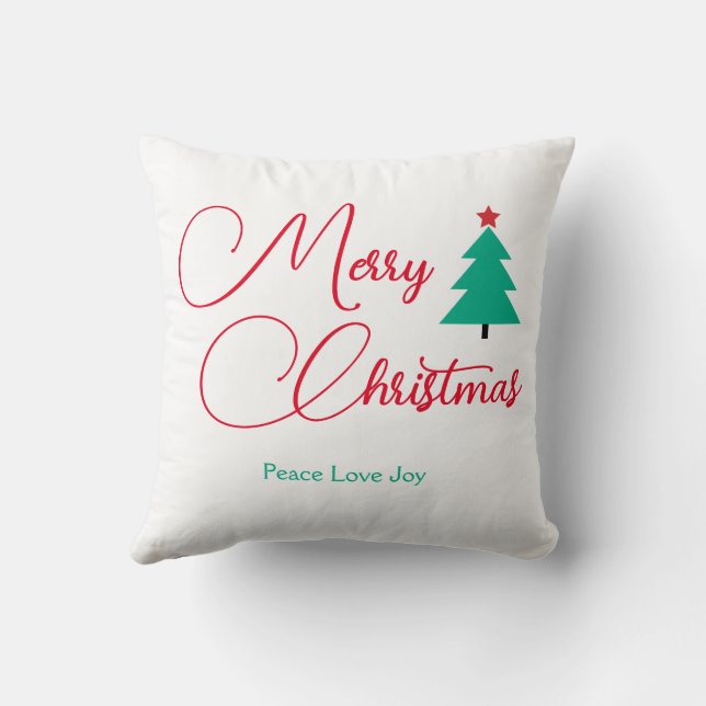 Cojín Decorativo Feliz Navidad y Árbol de Navidad (Reverso)