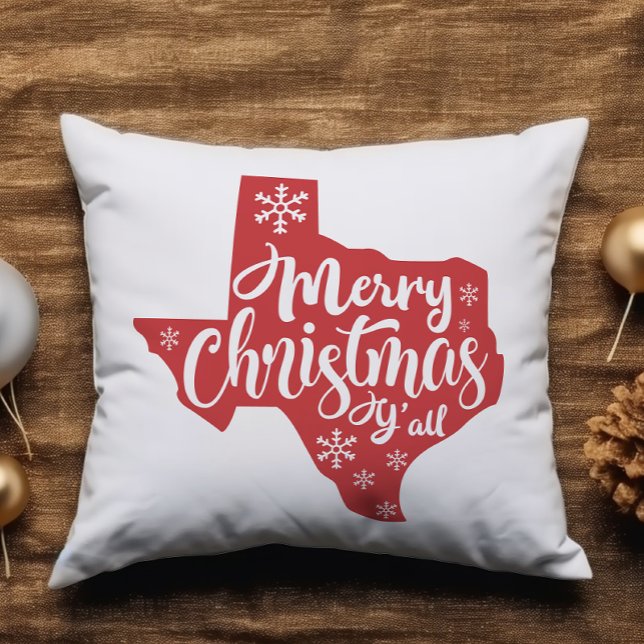 Cojín Decorativo Feliz Navidad y estado de Texas (Subido por el creador)