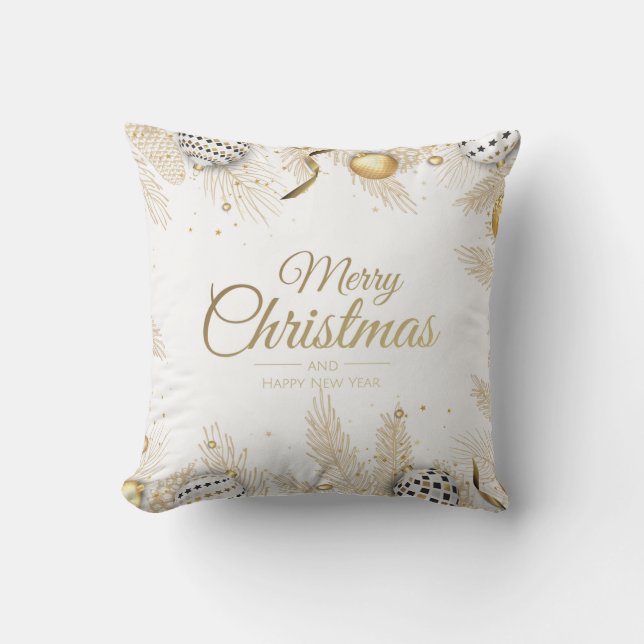 Cojín Decorativo Feliz Navidad y Feliz Año Nuevo (Anverso)