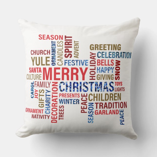Cojín Decorativo Feliz Navidad y saludos (Anverso)