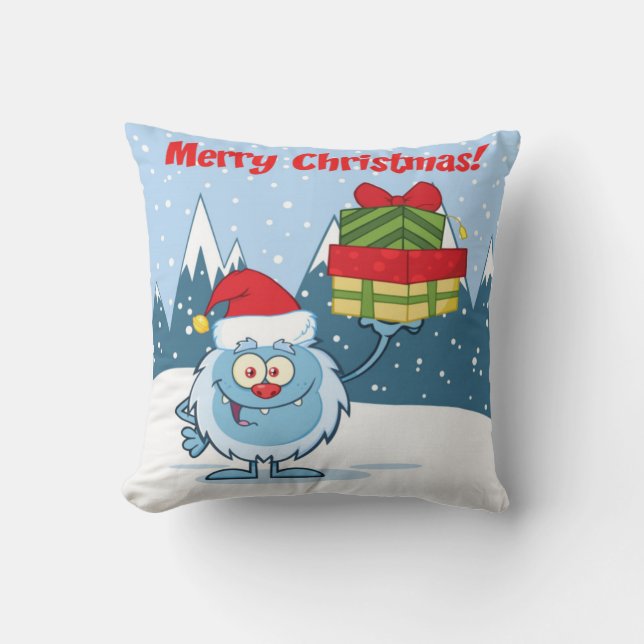 Cojín Decorativo Feliz Navidad Yeti (Anverso)
