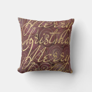 Cojín Decorativo Feliz NavidadCarmesí y Dorado