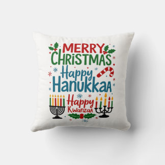 COJÍN DECORATIVO FELIZ NAVIDADES KWANZA HAPPY HANUKAA