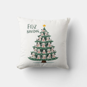Cojín Decorativo Feliz Navidog Camiseta de Navidad Perro, Divertido