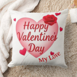 Cojín Decorativo Feliz nombre personalizado de San Valentín