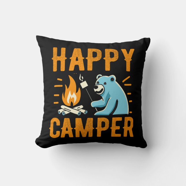 Cojín Decorativo Feliz Oso de Camper - Campi de Campfire para camin (Anverso)