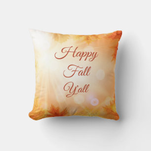 Cojín Decorativo Feliz Otoño a Todos - Hojas de Acuarela de Tempora