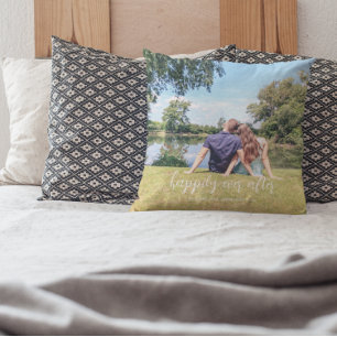 Cojín Decorativo Feliz para siempre después de la foto de pareja