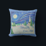 Cojín Decorativo Feliz para siempre después de lo mágico<br><div class="desc">Esta almohada presenta una camioneta como la pintura de un pueblo mágico en invierno. El artista es Brendan Loughlin de Connecticut. Esta almohada sería un gran regalo para una ducha de novia,  regalo de boda,  regalo de aniversario,  etc.</div>