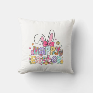 Cojín Decorativo Feliz Pascua 2026 Conejito Lindo Conejo Día de Pas
