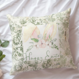 Cojín Decorativo Feliz Pascua Bunny Cordero Floral Acuarela