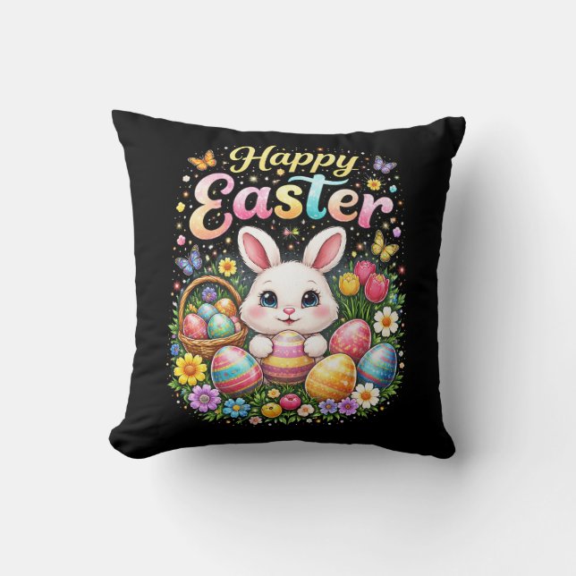 Cojín Decorativo Feliz Pascua Conejito (Anverso)