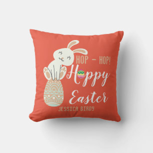 Cojín Decorativo Feliz Pascua, conejito de Pascua simple y linda fa