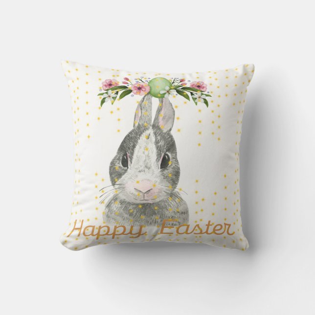 Cojín Decorativo Feliz Pascua, conejito Pillow (Anverso)