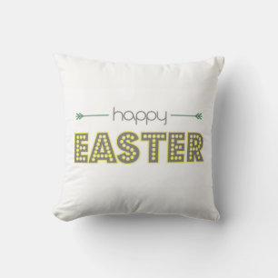 Cojín Decorativo feliz pascua diseño moderno simple amarillo menta
