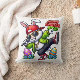 Cojín Decorativo Feliz Pascua Hermano Gafas de sol Cool Bunny Ropa 