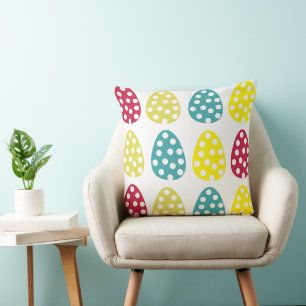 Cojín Decorativo Feliz Pascua Huevos de Pascua de Lunares
