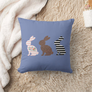 Cojín Decorativo Feliz Pascua Lindísimo Conejo Leopardo de Pascua