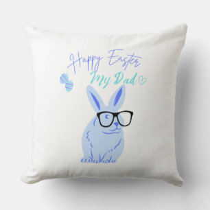 Cojín Decorativo Feliz Pascua para papá y conejo vintage