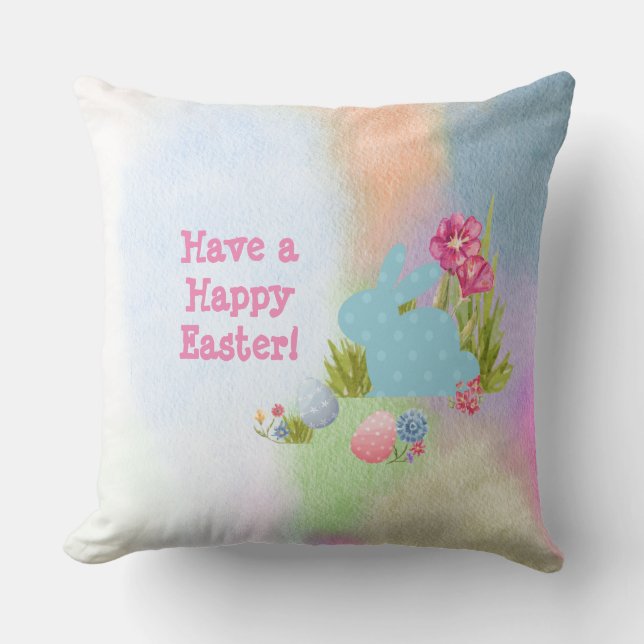 Cojín Decorativo Feliz Pascua Pastel (Anverso)