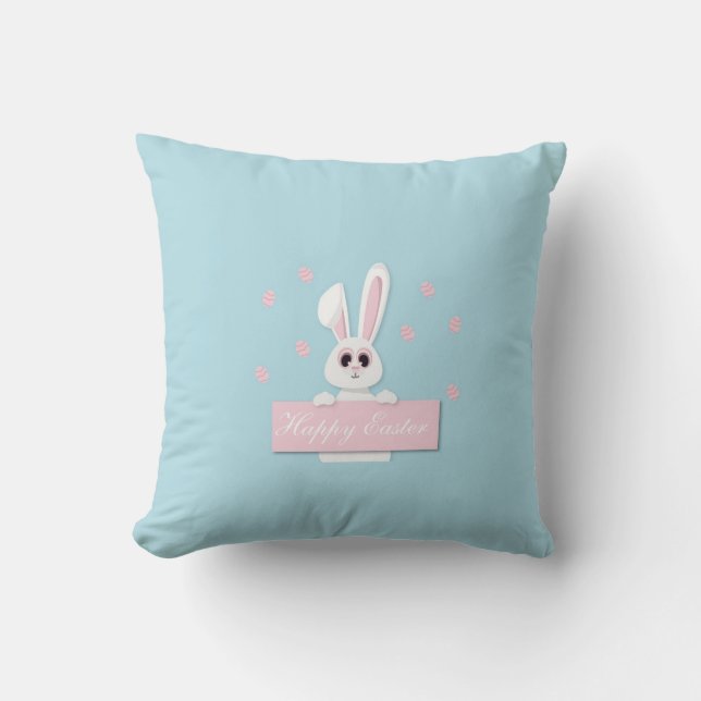 Cojín Decorativo Feliz Pascua Perfecta, Conejo (Anverso)