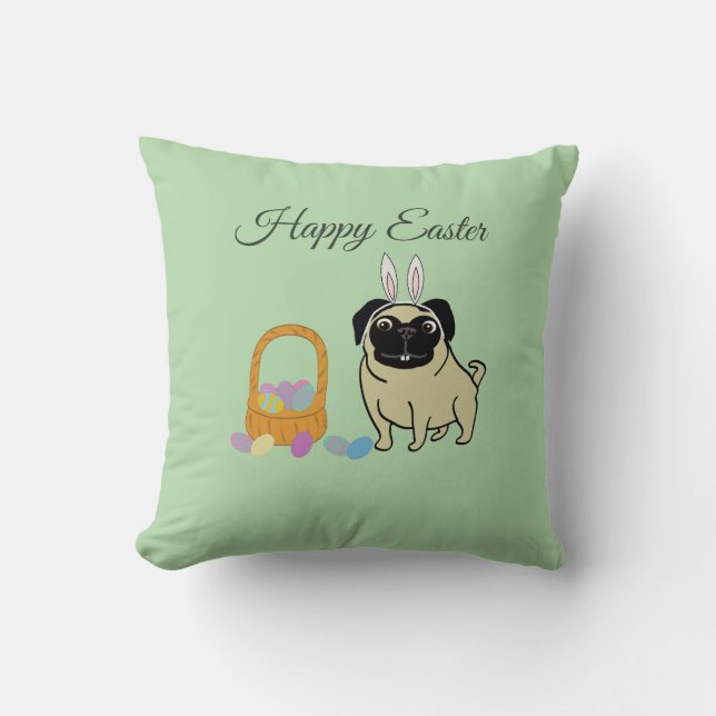 Cojín Decorativo Feliz Pascua, perro (Anverso)