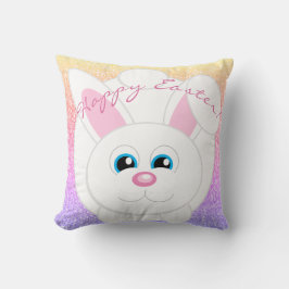 Cojín Decorativo Feliz Pascua Personalizado Bunny Rainbow Purpurina